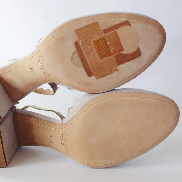 New CHLOE Scalloped d'Orsay Suede Heeled Pumps - Picture 13 of 13